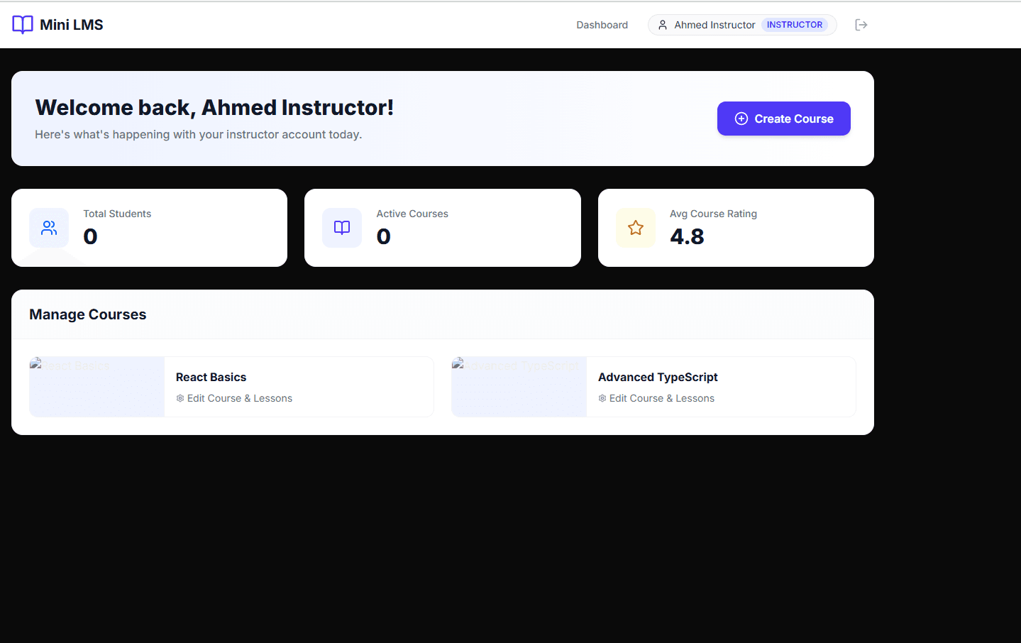Mni LMS interface screenshot